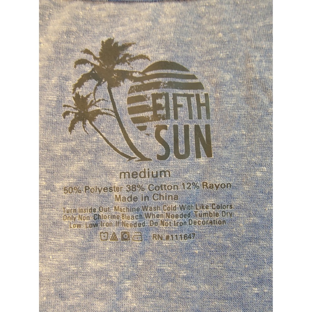Fifth Sun Bahamas Graphic Tee Shirt Womens Medium Blue VNeck Tropical Sailboat - Picture 2 of 6
